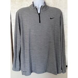 Nike 1/4 Zip Pullover Mens Size Large Gray Dri Fit Training Polyester EUC